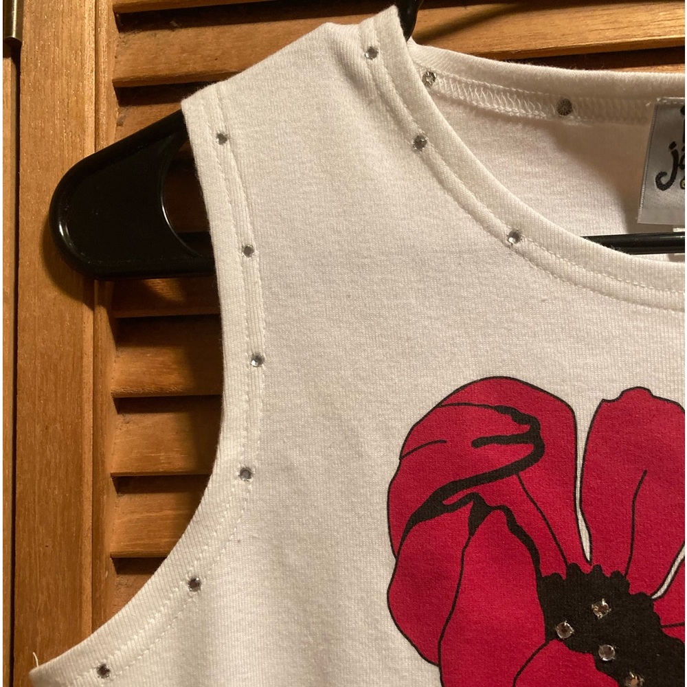 Ivy Jane White Poppy Tee Shirt with Rhinestone Embellishments - Picture 5 of 13